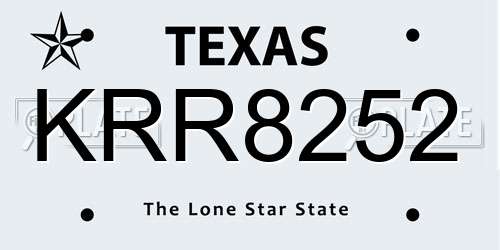 KRR8252 Texas License Plate