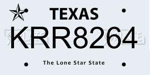 KRR8264 Texas License Plate