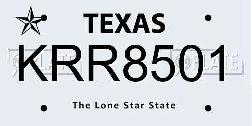 KRR8501 Texas License Plate