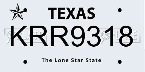 KRR9318 Texas License Plate