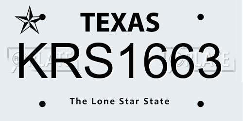 KRS1663 Texas License Plate