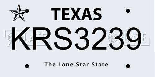 KRS3239 Texas License Plate