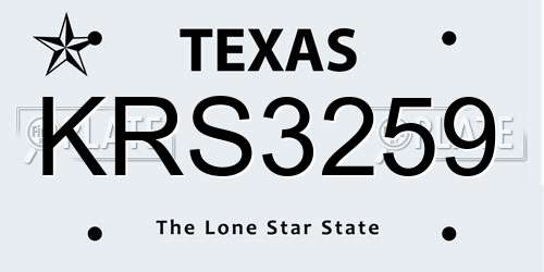 KRS3259 Texas License Plate