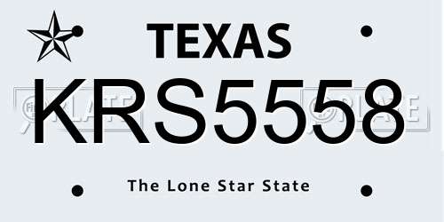 KRS5558 Texas License Plate