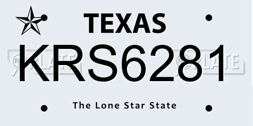 KRS6281 Texas License Plate