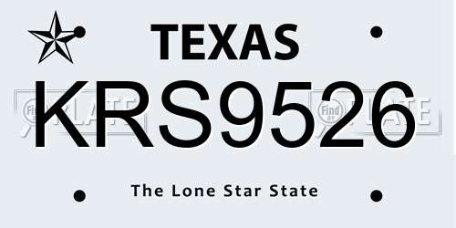 KRS9526 Texas License Plate