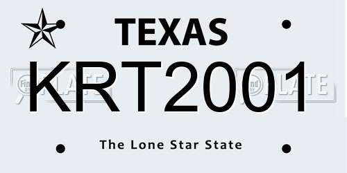KRT2001 Texas License Plate