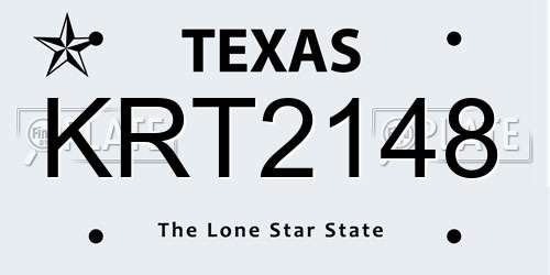 KRT2148 Texas License Plate
