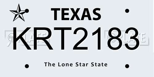 KRT2183 Texas License Plate