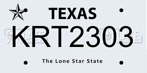 KRT2303 Texas License Plate