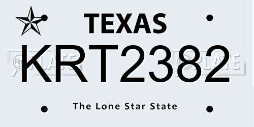 KRT2382 Texas License Plate