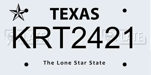 KRT2421 Texas License Plate