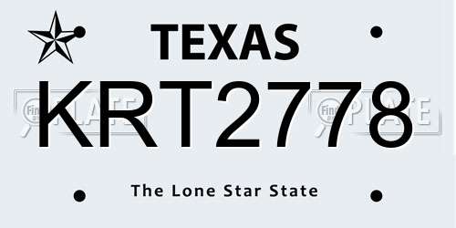 KRT2778 Texas License Plate