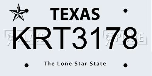 KRT3178 Texas License Plate