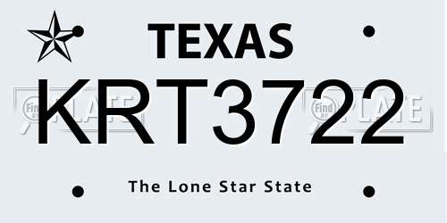 KRT3722 Texas License Plate