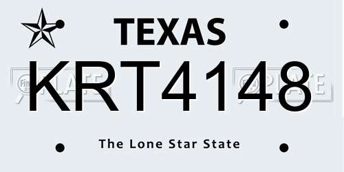 KRT4148 Texas License Plate