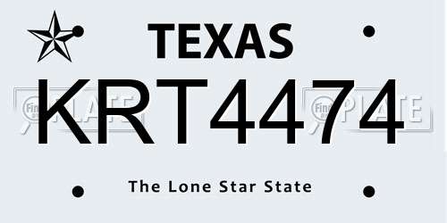 KRT4474 Texas License Plate