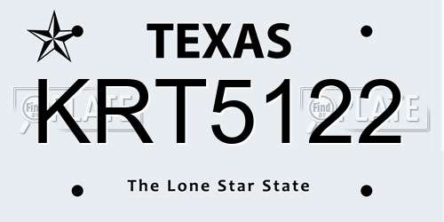 KRT5122 Texas License Plate