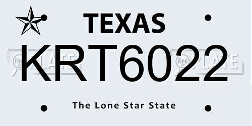 KRT6022 Texas License Plate