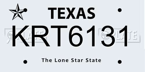 KRT6131 Texas License Plate