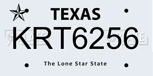 KRT6256 Texas License Plate
