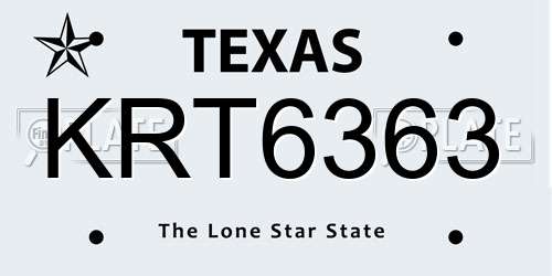 KRT6363 Texas License Plate