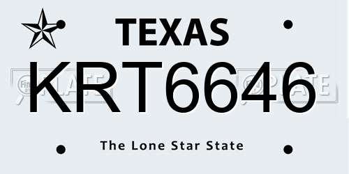 KRT6646 Texas License Plate