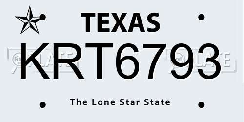 KRT6793 Texas License Plate