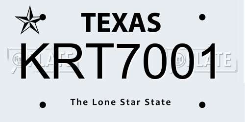 KRT7001 Texas License Plate