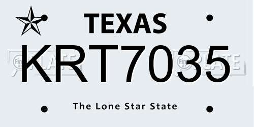 KRT7035 Texas License Plate