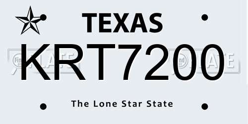 KRT7200 Texas License Plate