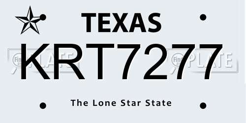 KRT7277 Texas License Plate