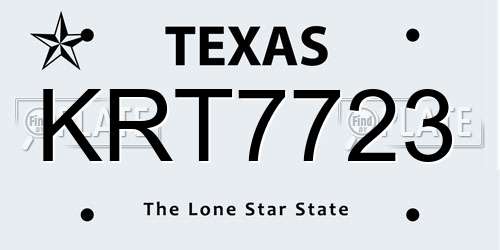 KRT7723 Texas License Plate