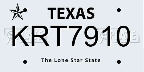 KRT7910 Texas License Plate
