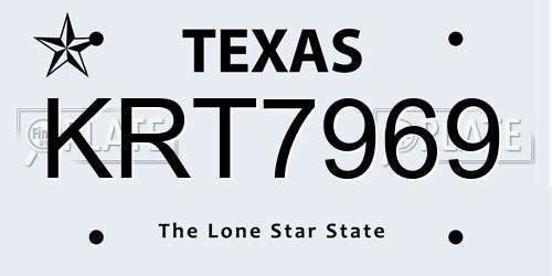 KRT7969 Texas License Plate