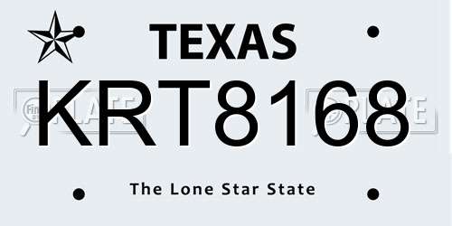 KRT8168 Texas License Plate