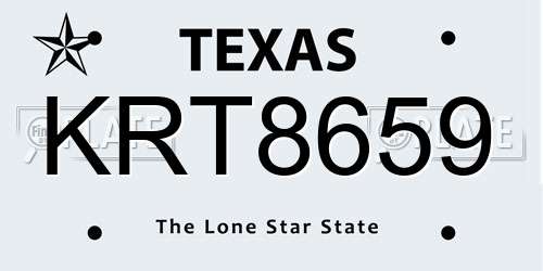 KRT8659 Texas License Plate