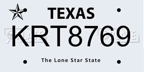 KRT8769 Texas License Plate