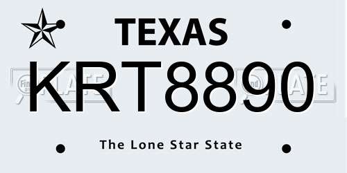 KRT8890 Texas License Plate