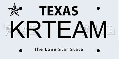 KRTEAM Texas License Plate