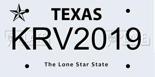 KRV2019 Texas License Plate