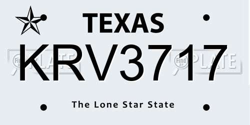 KRV3717 Texas License Plate