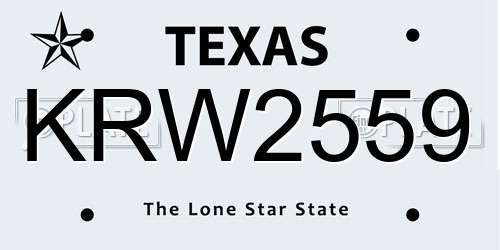 KRW2559 Texas License Plate