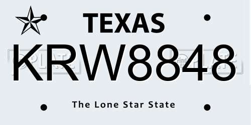 KRW8848 Texas License Plate