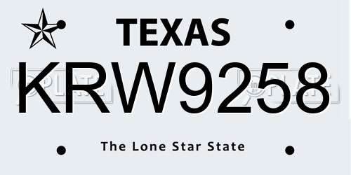 KRW9258 Texas License Plate