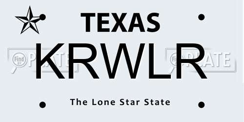 KRWLR Texas License Plate