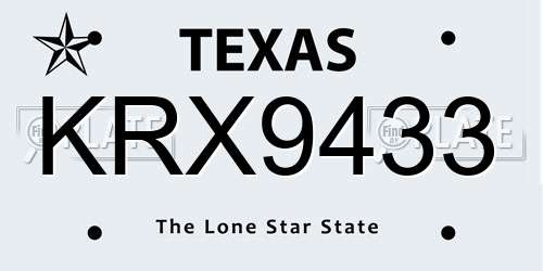 KRX9433 Texas License Plate