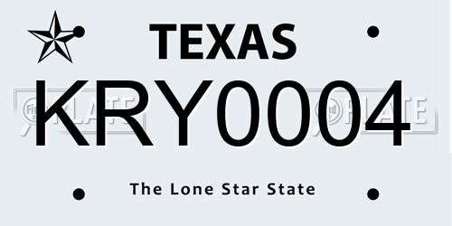 KRY0004 Texas License Plate