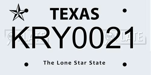 KRY0021 Texas License Plate