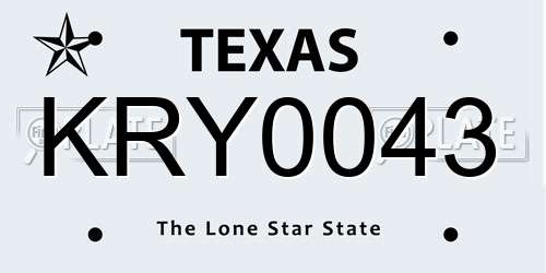 KRY0043 Texas License Plate